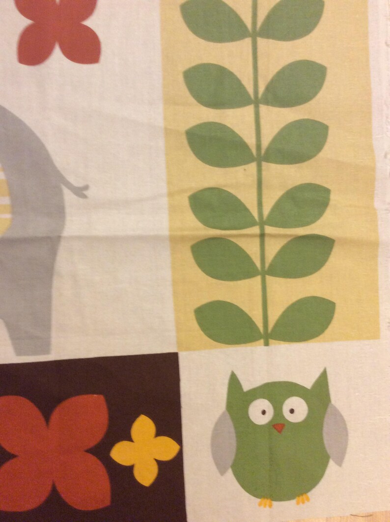 An Adorable African Jungle Animals Elephant And Giraffe Cotton Fabric Panel Free US Shipping