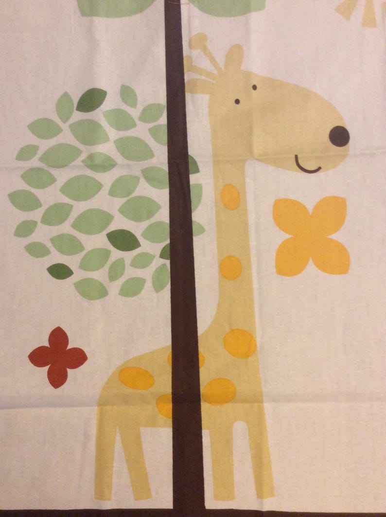 An Adorable African Jungle Animals Elephant And Giraffe Cotton Fabric Panel Free US Shipping