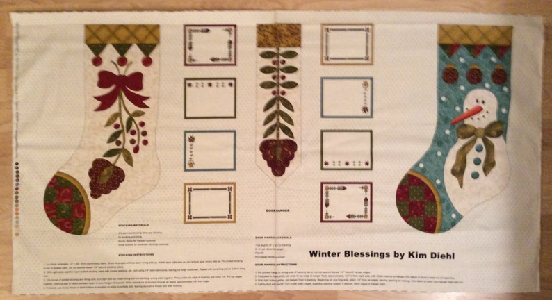 A Christmas Stockings Winter Blessings Holiday Cotton Fabric Panel Free US Shipping
