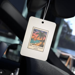 Tropical Sunset Car Air Freshener: Bad Bunny Merch, Puerto Rico Vibes