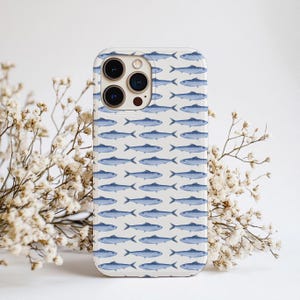 Sardine Stream Phone Case | Coastal Blue Fish Pattern | Italian Summer Aesthetic | Cute & Trendy Gift for Her | Summer Vacation Phone Cover