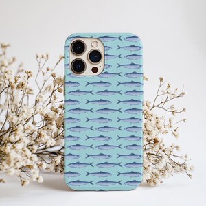 Aqua Sardine Stream Phone Case | Coastal Blue Fish Design | Cute Summer Aesthetic | Trendy Gift for Her | Italian Summer Vibes