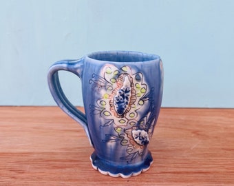 Mug, tall, blue semi-matt, porcelain, nc pottery, thrown  #2