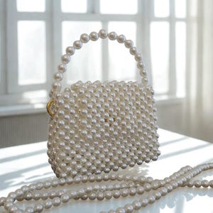 Scented Pearl Bag - Pearl Bride Bag - White Bead Bag - Wedding Bag - Bridesmaid Gift Bag - bride pearl bag - Shoulder Bead Bag - Evening Bag