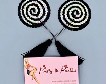 Hypno-Tease Me Burlesque Pasties with Tassels