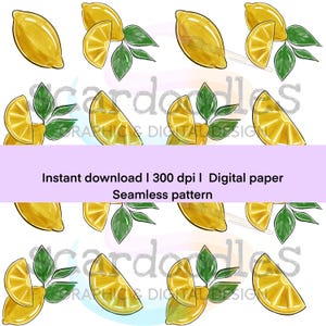 Zitrone Musterdesign – Digitales Papier | zitronenfarben | Sofortdownload | Sommer Obst Clipart | Scrapbooking & Bastelbedarf