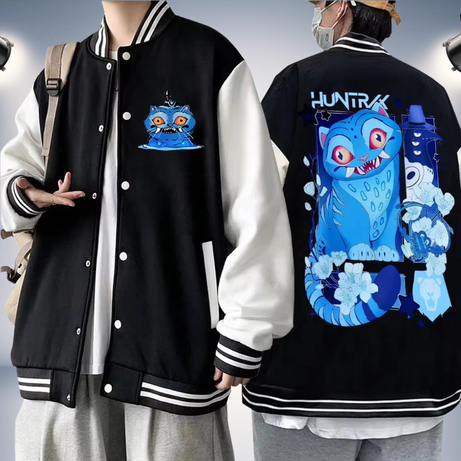 Kpop Baseball Jacket Derpy Tiger | Demon Hunters Varsity Jacket | Harajuku Unisex Streetwear | Women Men Spring Fall Coat
