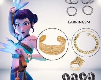 Anime Movie KPop Demon Hunters Zoey Cosplay Props Earring Rings Bracelet KPOP Huntrix Uniform Props Halloween Carnival Party