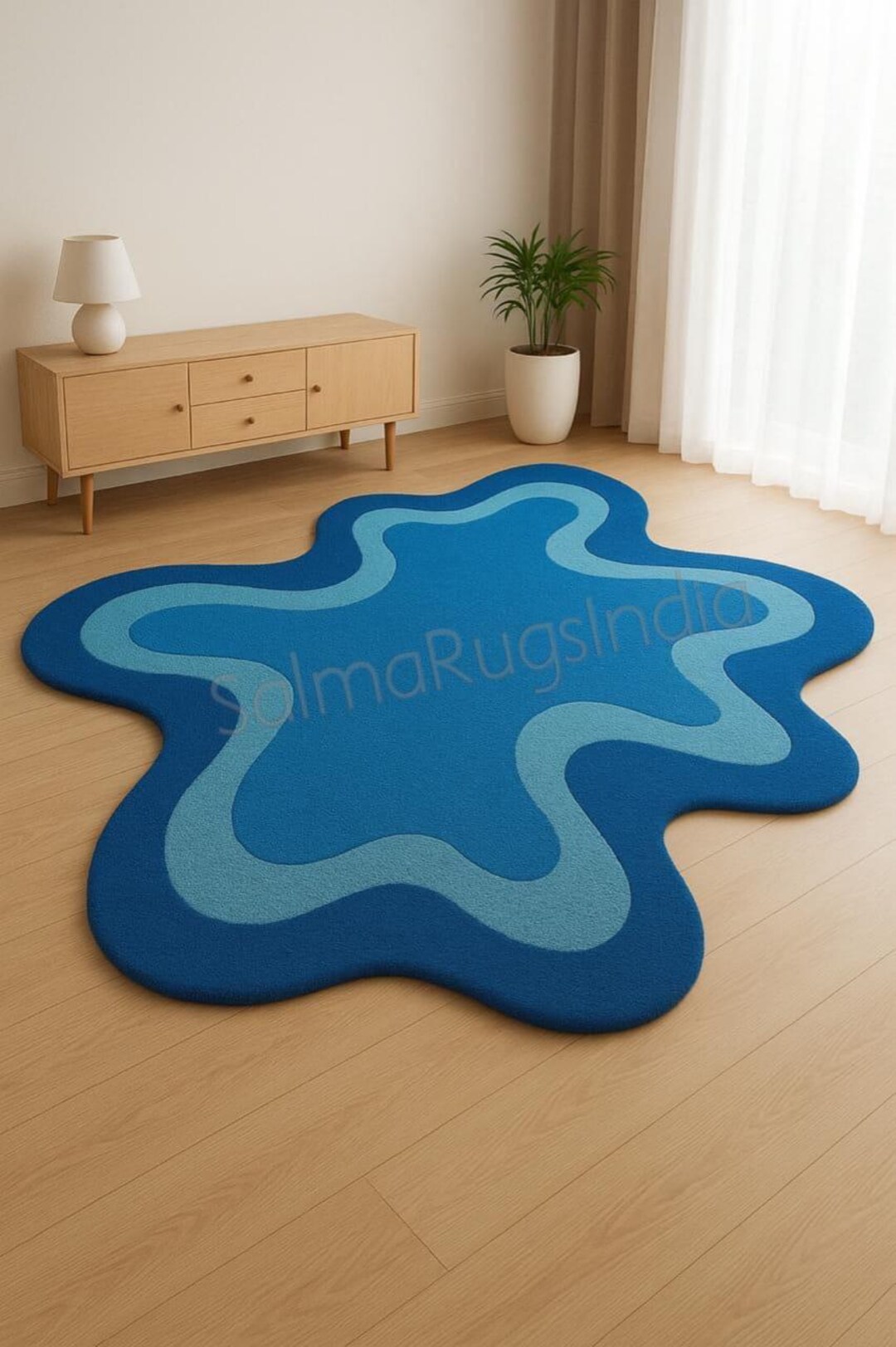 Amorph Rugs Blue Amoeba Wool Rug: Hand-tufted Irregular Shape - Etsy