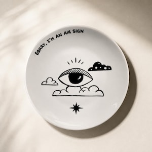 Wanddecoratie met luchttekens, cadeau voor Tweelingen, Weegschaal en Waterman, cadeau voor astrologieliefhebbers, bord met mystieke ogen en wolken, handbeschilderd bord
