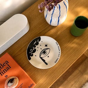 Water Sign Plate, Hand Painted Ceramic Plate, Astrology Decor, Mystical Eye Wall Art, Cancer Scorpio Pisces Gift, Celestial Decor