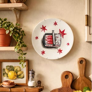 Quirky Sardine Wall Art Plate, Hand Painted Vintage Porcelain Dish, Eclectic Home Decor, Unique Food Art Gift, Fish Wall Hanging