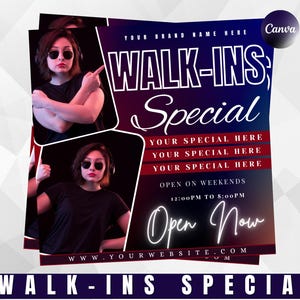 Editable Walk-in Lash Flyer Template|Beauty Appointment Booking Canva Design|Nail, Makeup & Hair Promotion, Salon Marketing Flyer
