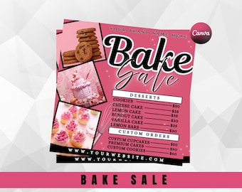 Bageriflyer | Redigerbar mall för bakförsäljning och dessertkampanj | Bakflyer för sociala medier | Marknadsföring av konditoriföretag | Utskrivbar gör-det-själv