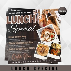 Edytowalna ulotka na lunch specjalny dla restauracji | Karaibski post promocyjny w mediach społecznościowych | Szablon Canva | Cyfrowe pobieranie menu Reklama