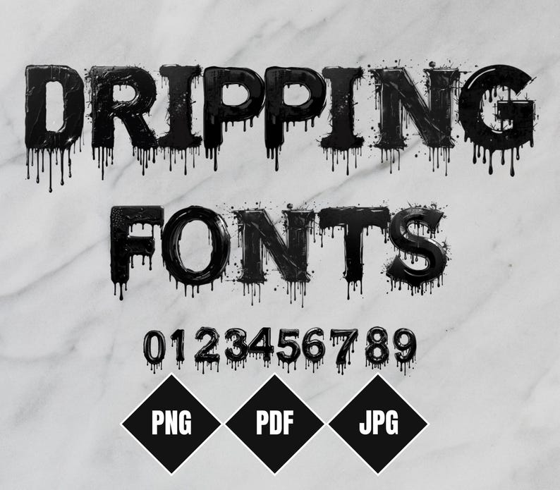 Dripping Font | Drip Alphabet & Numbers | Dripping Letters PNG Cut ...