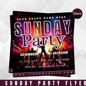 Sunday Party Flyer | Sunday Funday Brunch Flyer | Editable Club Night Party Flyer | Holiday Day Party Template | Event Invite