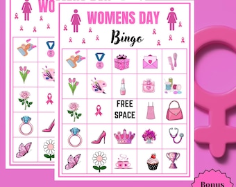 Women’s Day Bingo Cards Printable | Tea Party Bingo Game | Ladies Brunch Activity | 20 Unique Cards Digital Download