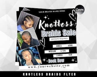 Folleto de Trenzas sin Nudos: Especial de Primavera, Plantilla para Redes Sociales (Canva editable, PDF 1080x1080)