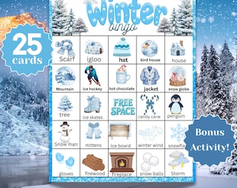 Winter Bingo Cards | Kids Bingo Cards & Holiday Bingo for Winter Activities, Preschool Games, Valentine Bingo and Family Bingo Nights