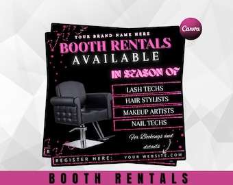 Salon Booth Rental Flyer: Editable Canva Template (Digital Download