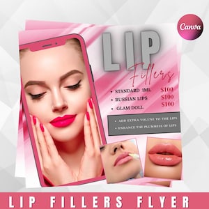 Editable Lip Fillers Flyer Template | Aesthetic Beauty Promo Canva Design | Hyaluron Pen & Dermal Filler Booking Flyer for Instagram