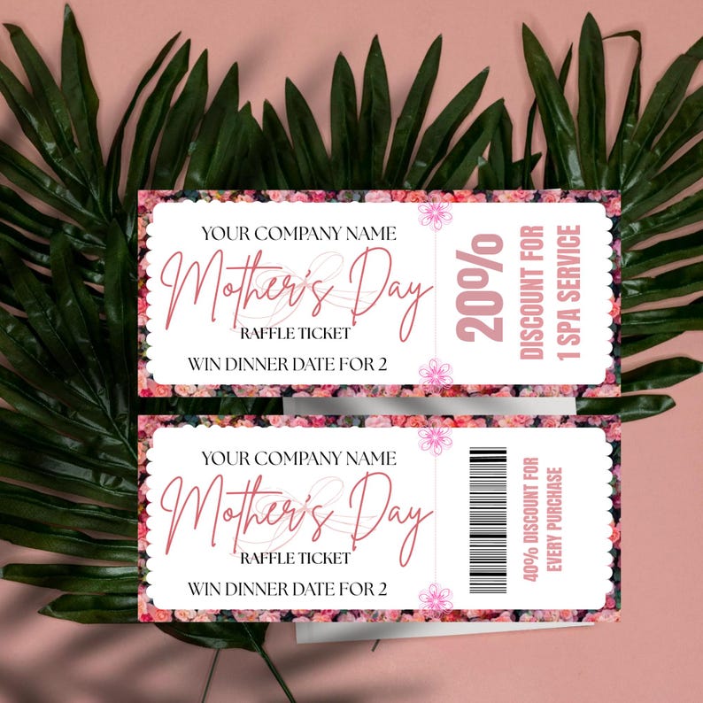 May Raffle Mothers Day Raffle Ticket Template, Editable Canva Coupon Tickets ...