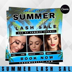 Bold Summer Lash Special Flyer for Instagram | Editable Lash Tech Promo | Booking Deal Canva Template | Seasonal Social Media Flyer