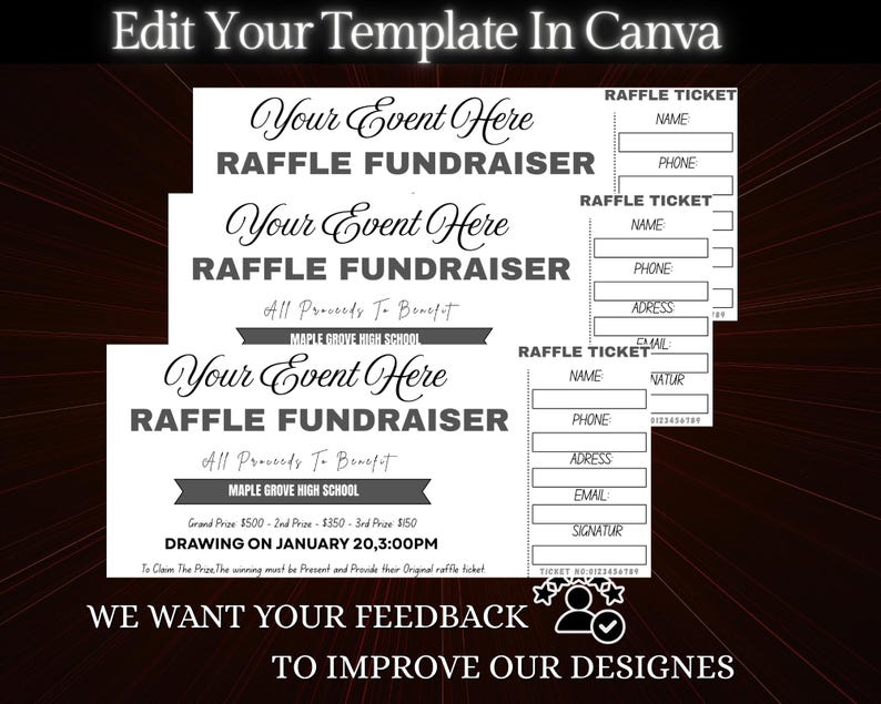 Editable Raffle Tag Editable Raffle Ticket – Printable Customizable Ticket, Christmas and ...