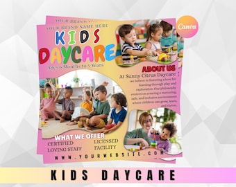 Plantilla editable de volante de guardería: Promoción de guardería en Canva (descarga digital)