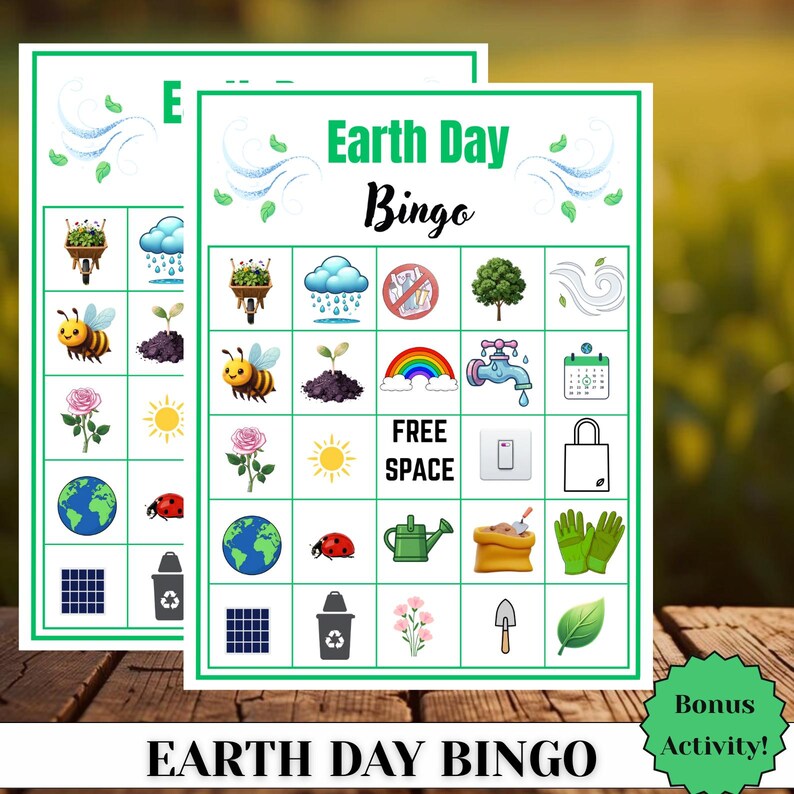 Earth Day Bingo Game Printable Canva Template | Kids Bingo Cards Nature ...