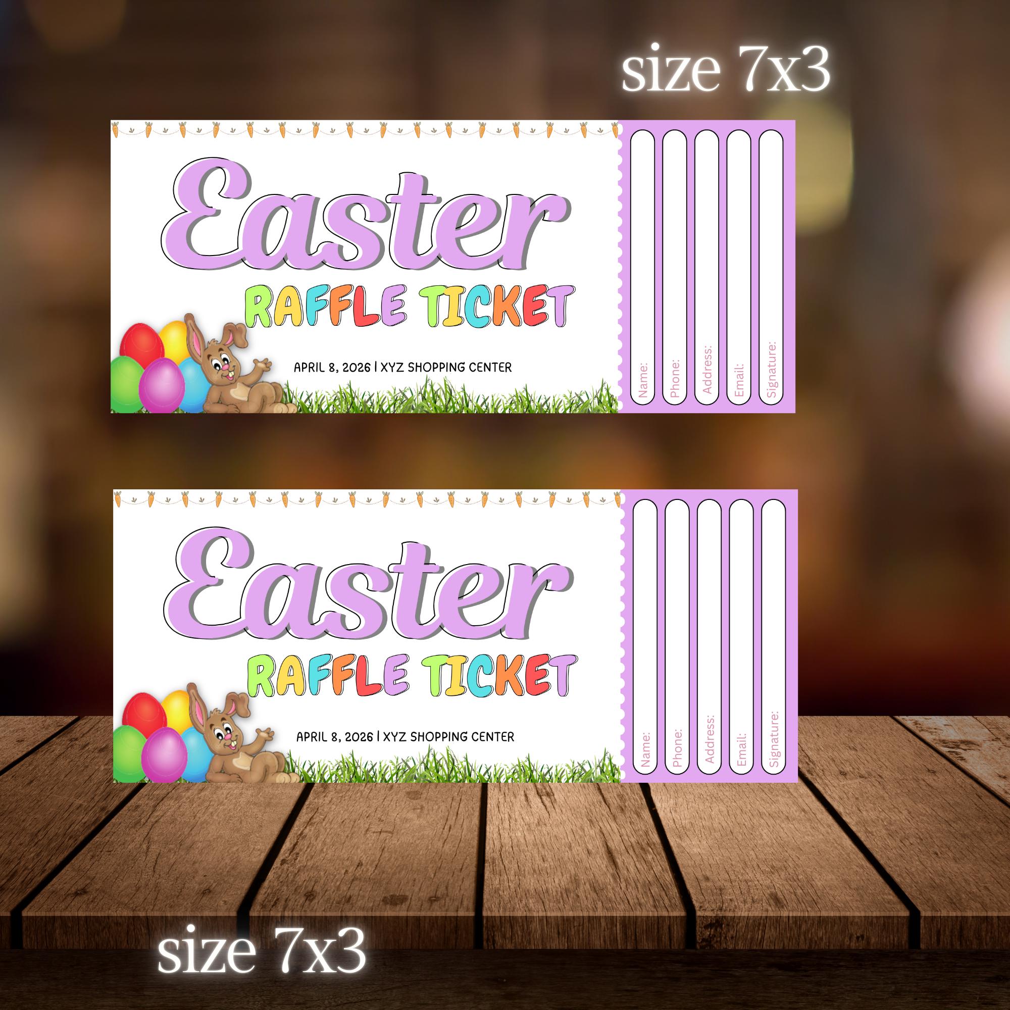 Free Easter Raffle Graphics Editable Easter Raffle Ticket, Easter Fundraiser Event Ticket, Easter ...