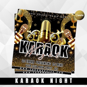 Karaoke Night Flyer Template | Editable Party Event Design | Instant Digital Download | Fun Nightclub Flyer | Custom Karaoke Invite