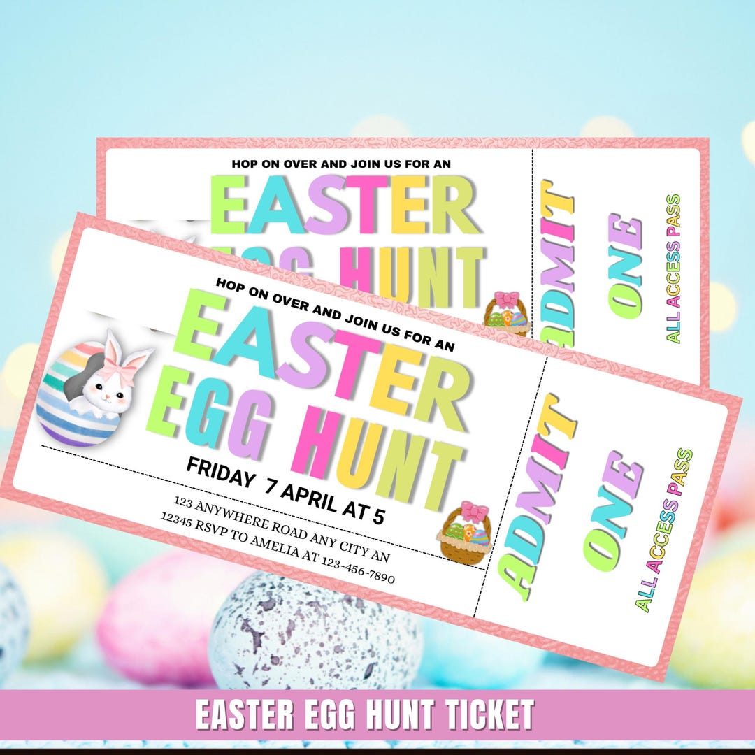 Easter Egg Hunt Ticket,diy Easter Event Ticket, Easter Party Invite ...
