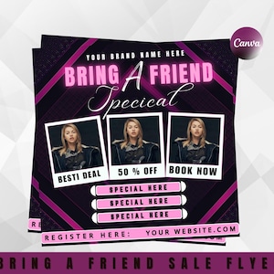 Bring a Friend Sale Flyer for Beauty Services | Editable Hair & Lash Deal Template | Social Media Business Promo for Booking Growth