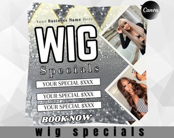Wig Install Flyer Template: Hair Stylist DIY Canva Design (Digital Download)