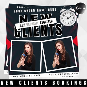 NEW CLIENTS BOOKING Canva Flyer Template, Editable Appointment Marketing for Beauty Businesses, Nail, Hair, Lash, Makeup Promotions