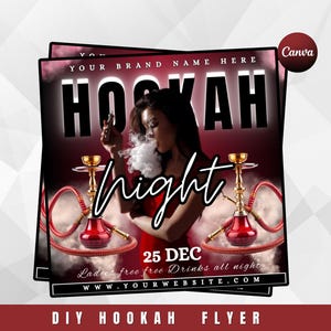 DIY Hookah Flyer for Lounge Events | Editable Bar Party Template | Smoke Night Club Flyer | Printable Hookah Party Invite