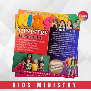 Colorful kids ministry flyer | Editable church event flyer for children | Youth group fall celebration poster printable