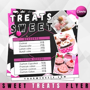 Sweet Treats Flyer for Bakery Promotions | Editable Dessert Sale Template | Canva Social Media Flyer | Bake Shop Printable Design
