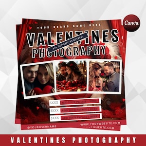 Valentines Photography Flyer | Romantic Photo Session Template | Editable Valentine’s Day Promo | Photography Business Digital Flyer