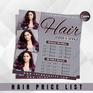 Editable DIY Hair Price List Flyer for Beauty Services | Salon Price List Template | Hair, Nail & Braids Price Flyer for Professionals