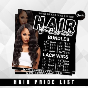 DIY Hair Price List Flyer Template for Salons | Editable Hair Price Flyer | Hair Service Price List for Braids, Nails, and More