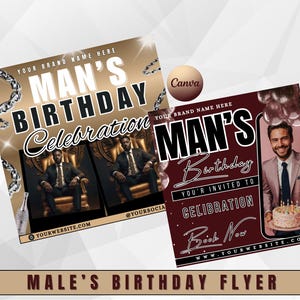 Male Birthday Flyer | Digital Party Invite for Men | Editable Birthday Bash Template | Custom Photo Flyer | Instant Download