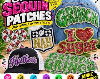 Custom Sequin Patches & Iron On Patch: Glitter Logo, Text, or Symbol
