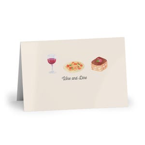 Tarjetas de felicitación para vino y cena, juego de 1 o 10, perfectas para cenas, aniversarios, invitaciones para celebraciones de cenas italianas, noche de chicas