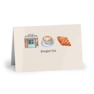 Cozy Breakfast Vibes Greeting Cards Set of 1 or 10 Cute Coffee and Croissant Design Perfect for Invitations Thank You Notes Birthdays