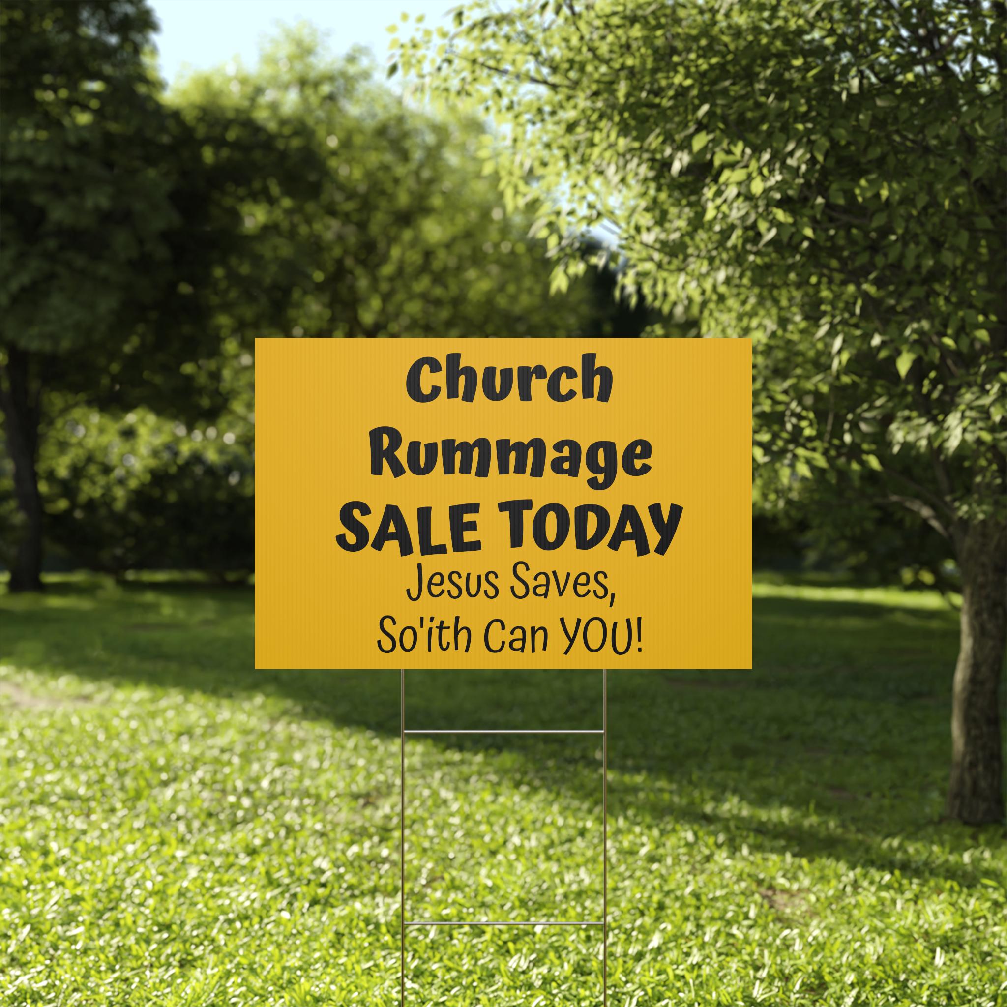Church Rummage Sale Sign, Shipping Included, Eye-catching, Community ...