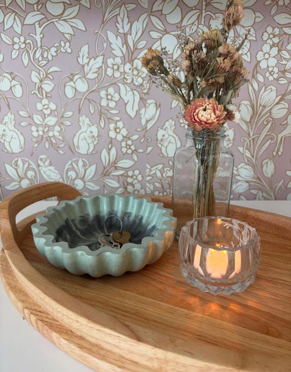 Ripple Plaster Catch-All Bowl – Handmade Key Dish, Jewelry Tray, or Minimalist Decor Accent