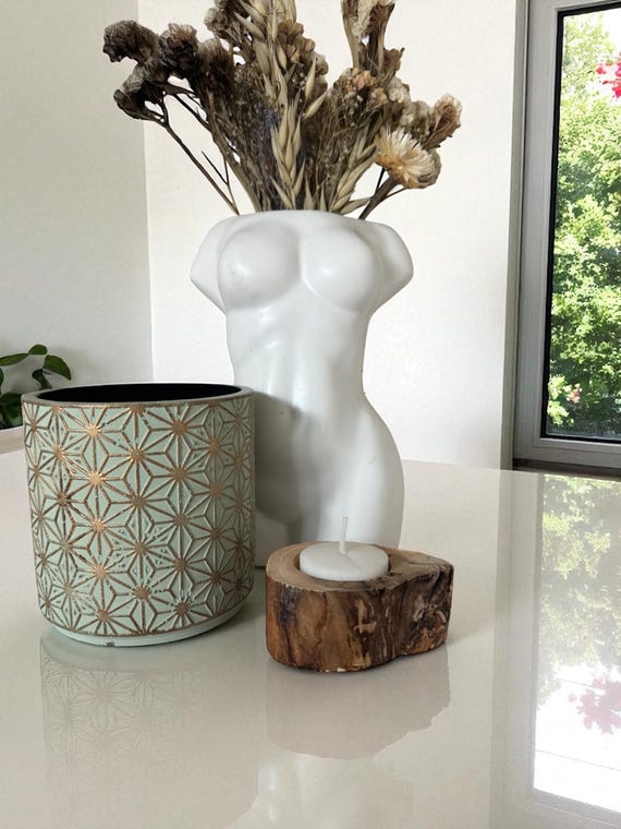 Rustic Wood Tealight Candle Holder – Natural Tree Slice Decor